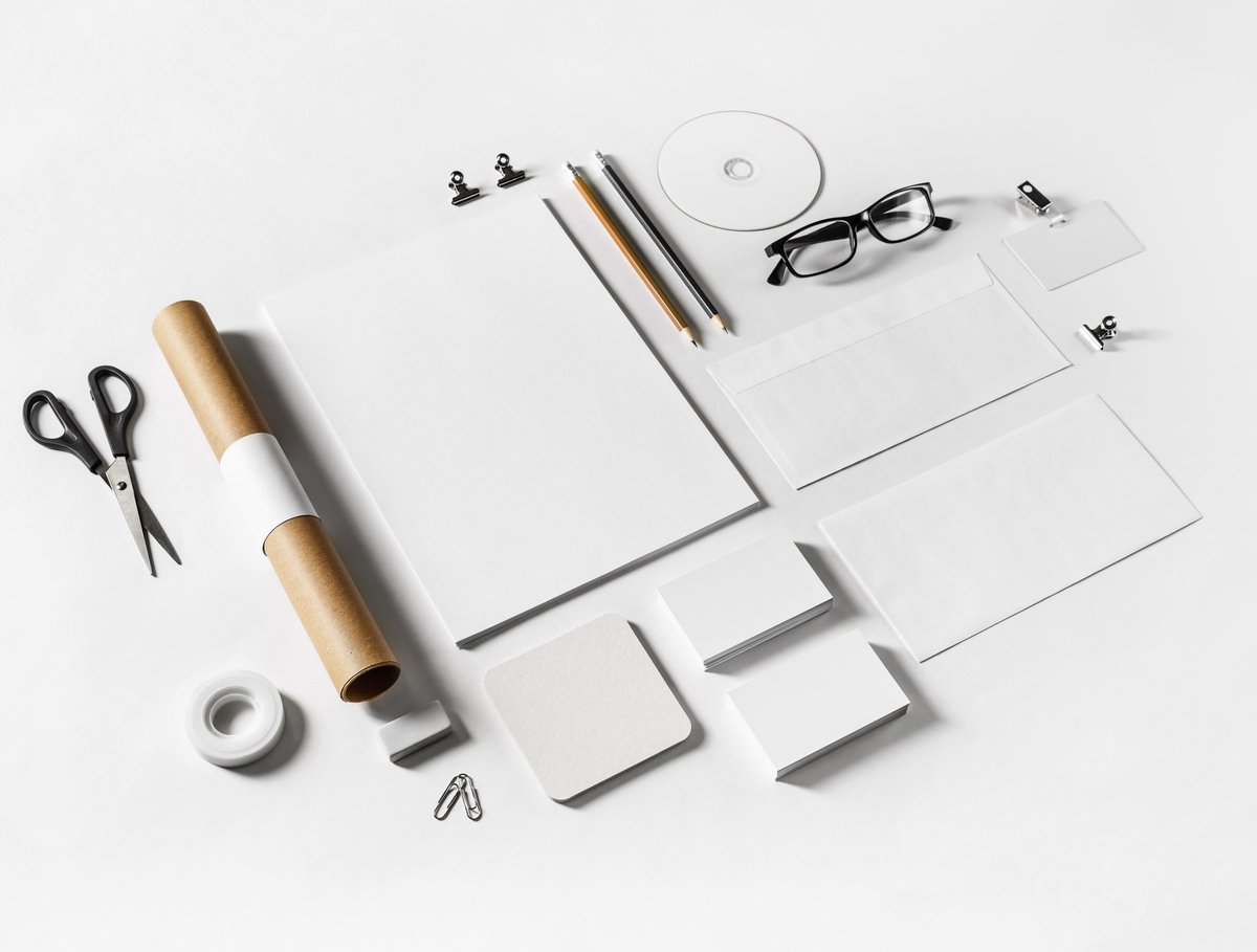 Branding stationery mockup on paper surface
